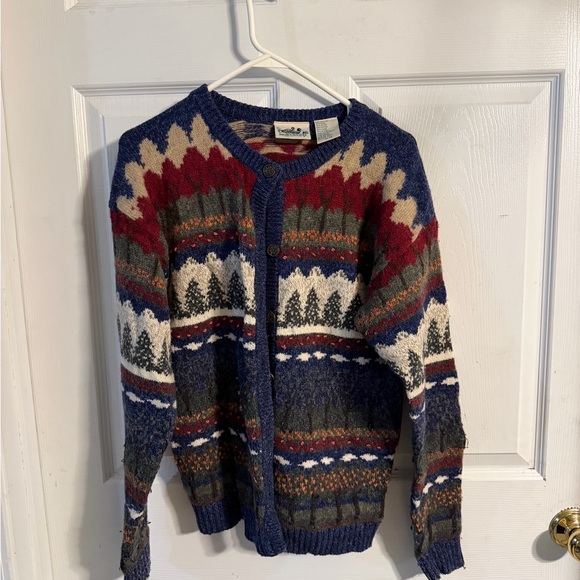 Northern Reflections Sweaters - Vintage Northern Reflections Blue and Red Knit Sweater